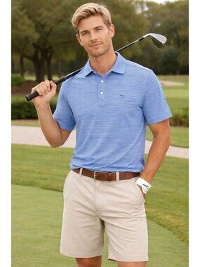 Vineyard Vines Sankaty Performance Polo Shirt Blue Striped Men’s Size XS Golf Pr
